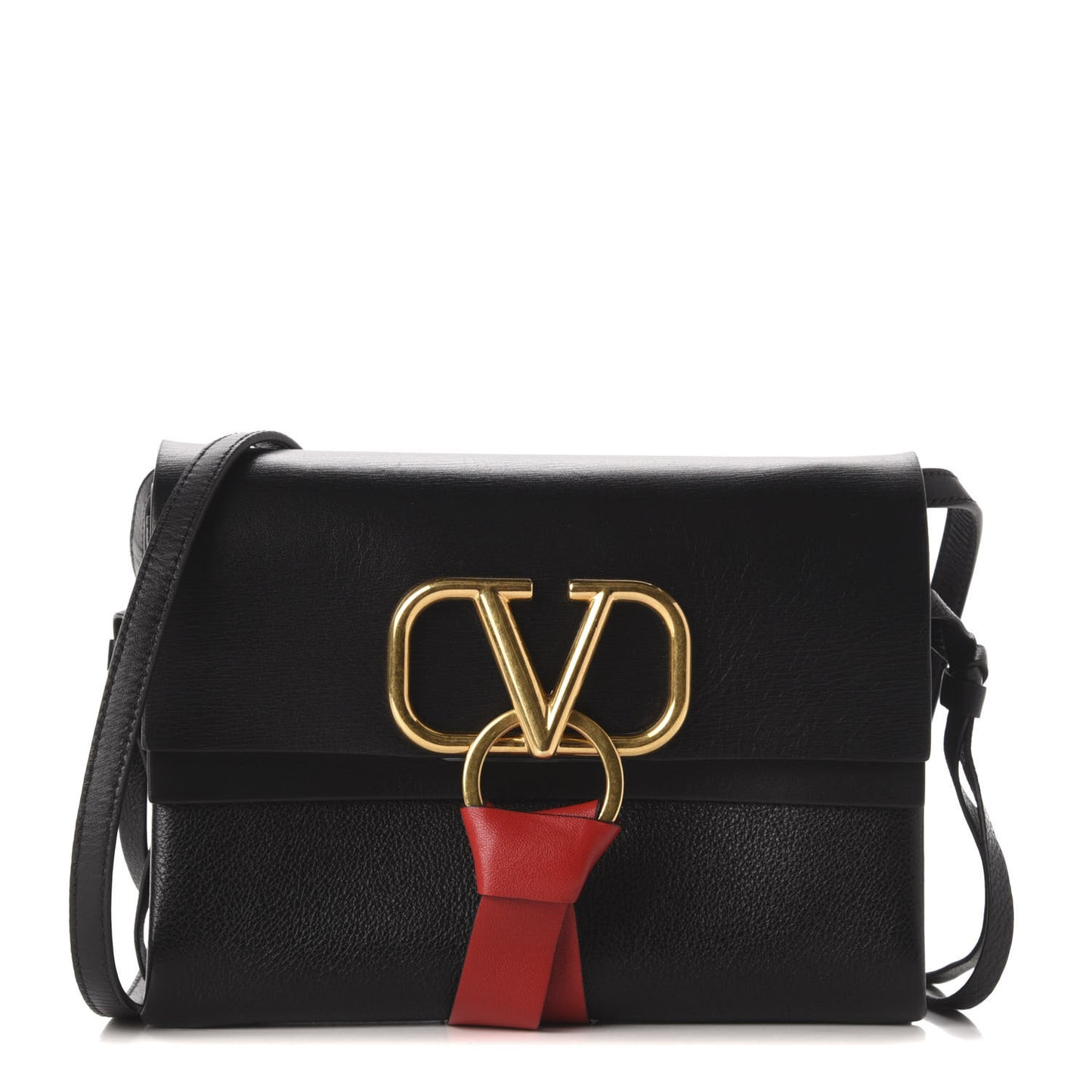 Smooth Calfskin Small VRing Crossbody Bag Black