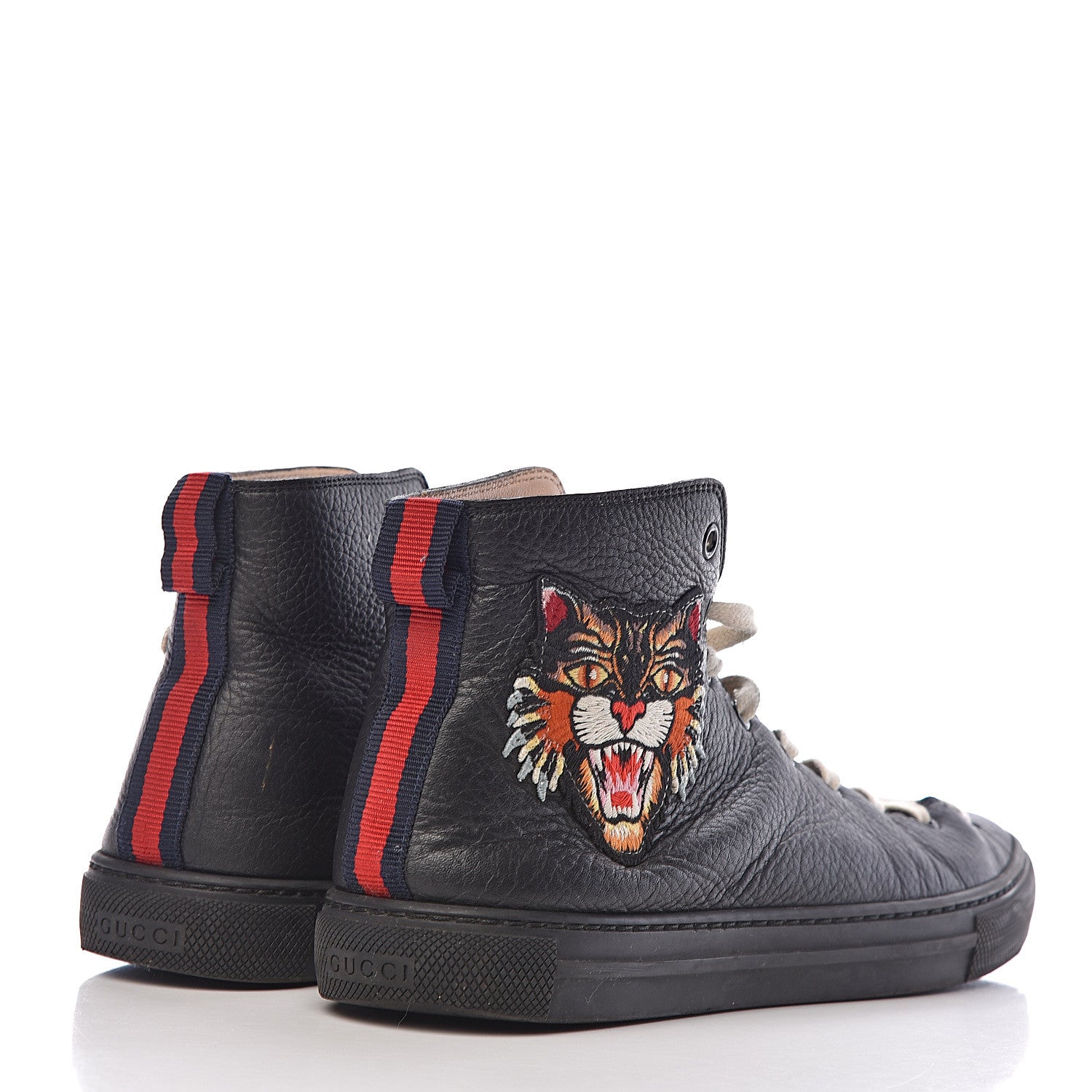 Gucci Calfskin UFO Embroidered Mens Sneakers 7 Black 4 of 14