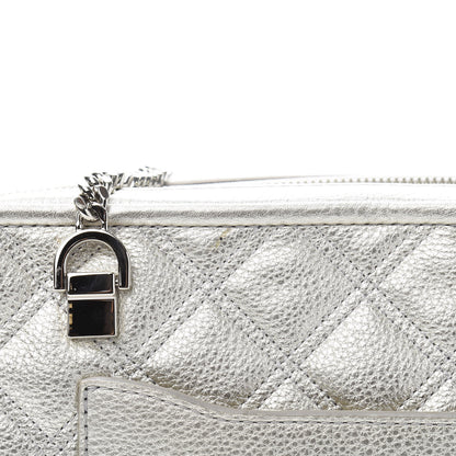 Marc Jacobs Metallic Grained Calfskin Quilted Double Stitched The Status Shoulder Bag Silver 11 of 15