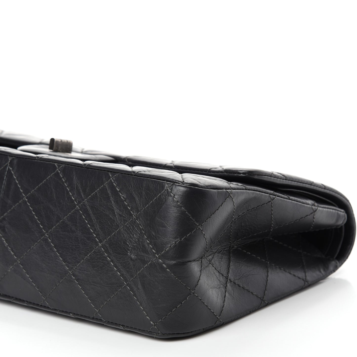 Aged Calfskin Quilted 2.55 Reissue 227 Flap Dark Grey