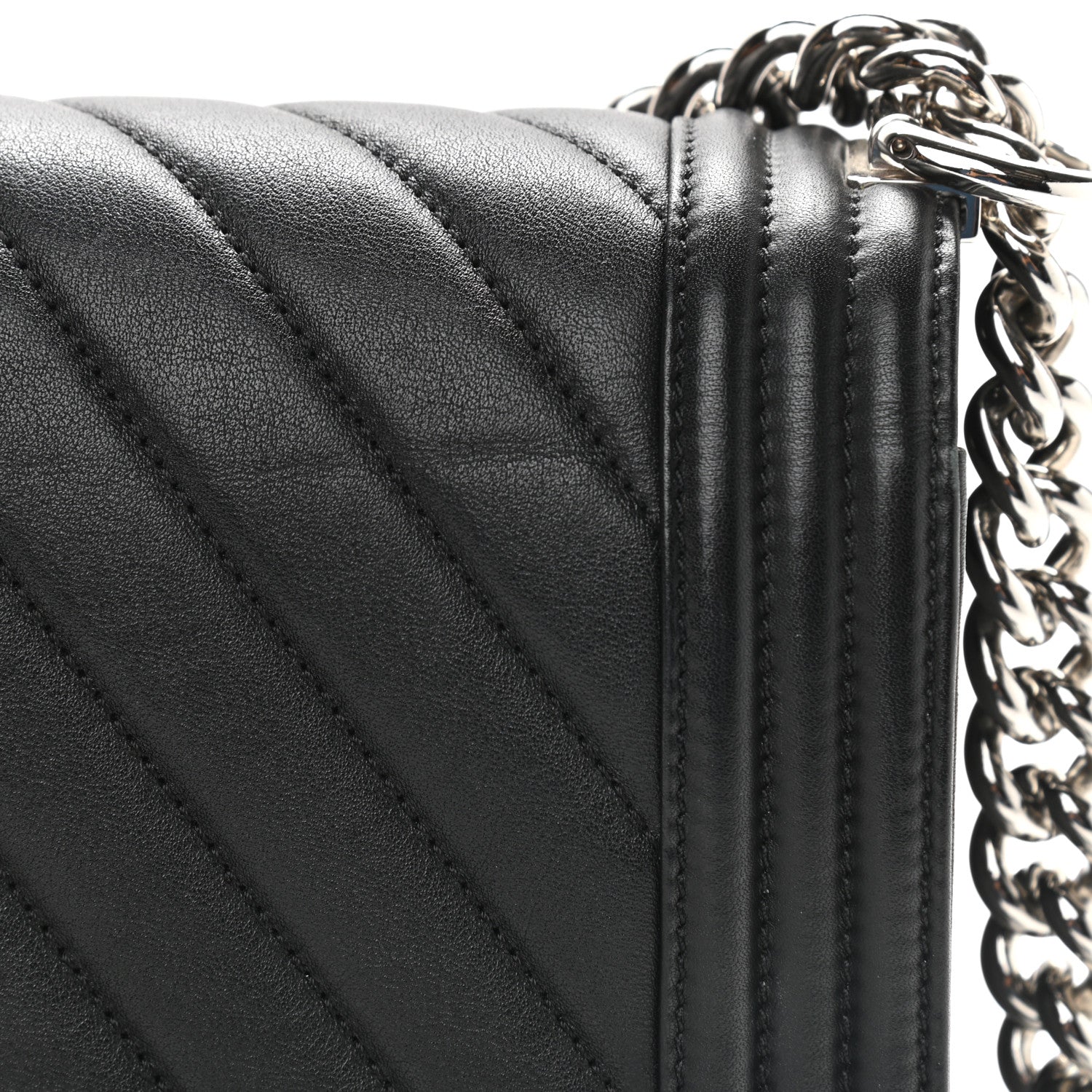 Chanel Calfskin Chevron Quilted Medium Boy Flap Black 11 of 11