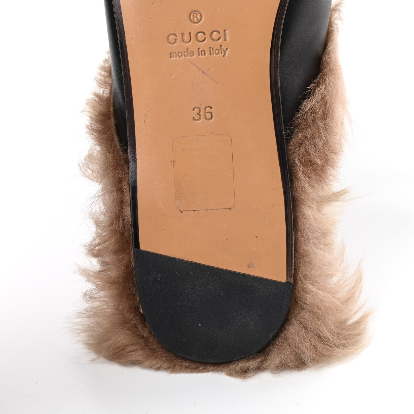 Calfskin Fur Womens Princetown Slippers 36 Black