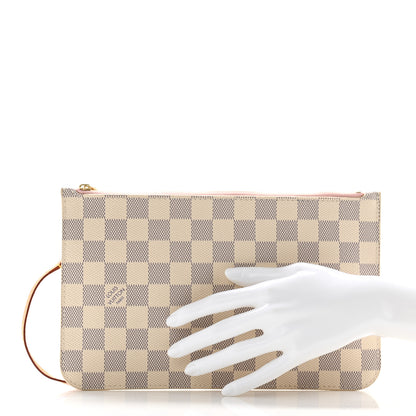 Louis Vuitton Damier Azur Neverfull MM GM Pochette Rose Ballerine 2 of 9