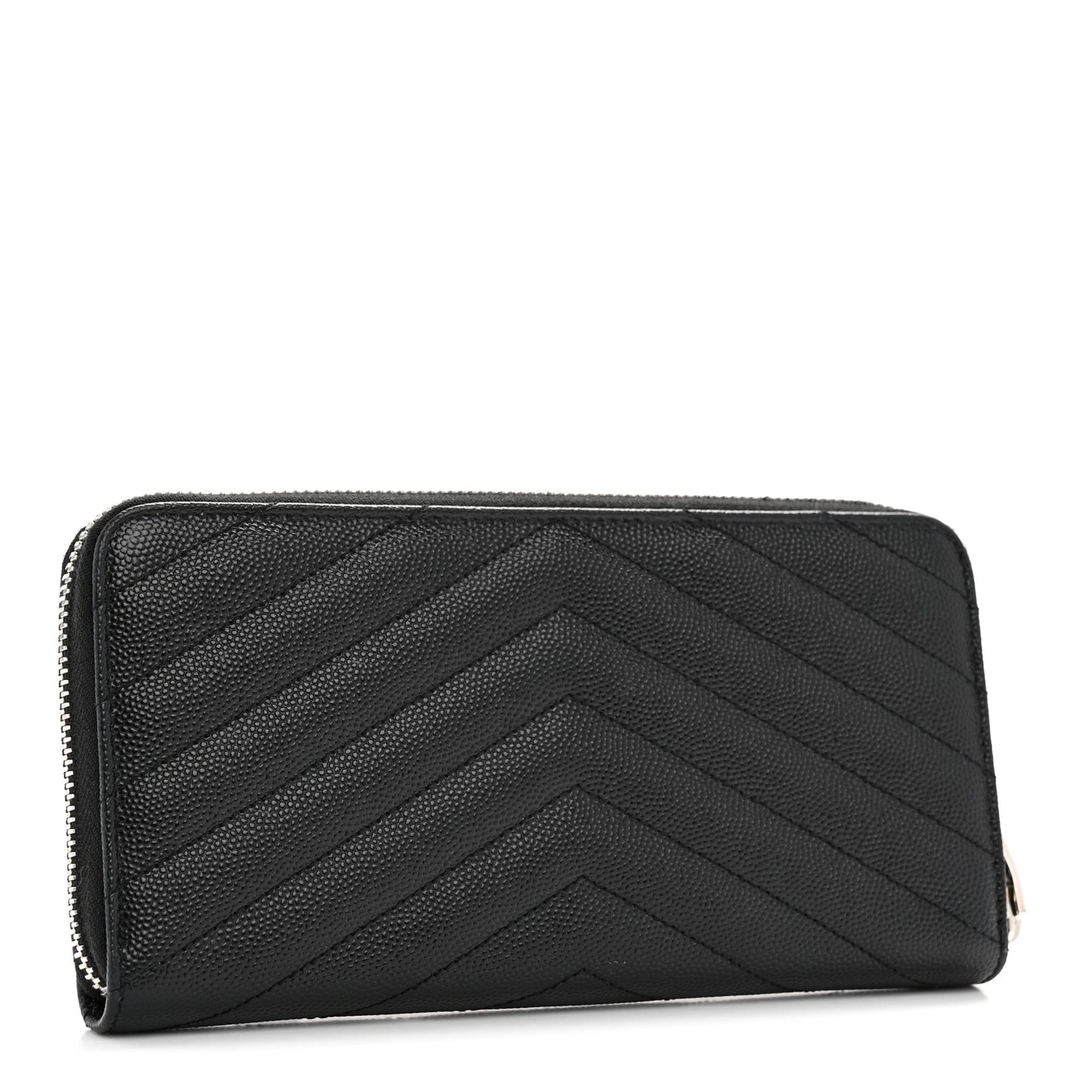 Grain De Poudre Matelasse Chevron Monogram Zip Around Wallet Black