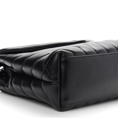 Saint Laurent Calfskin Y Quilted Monogram Small Loulou Chain Satchel Black 8 of 9