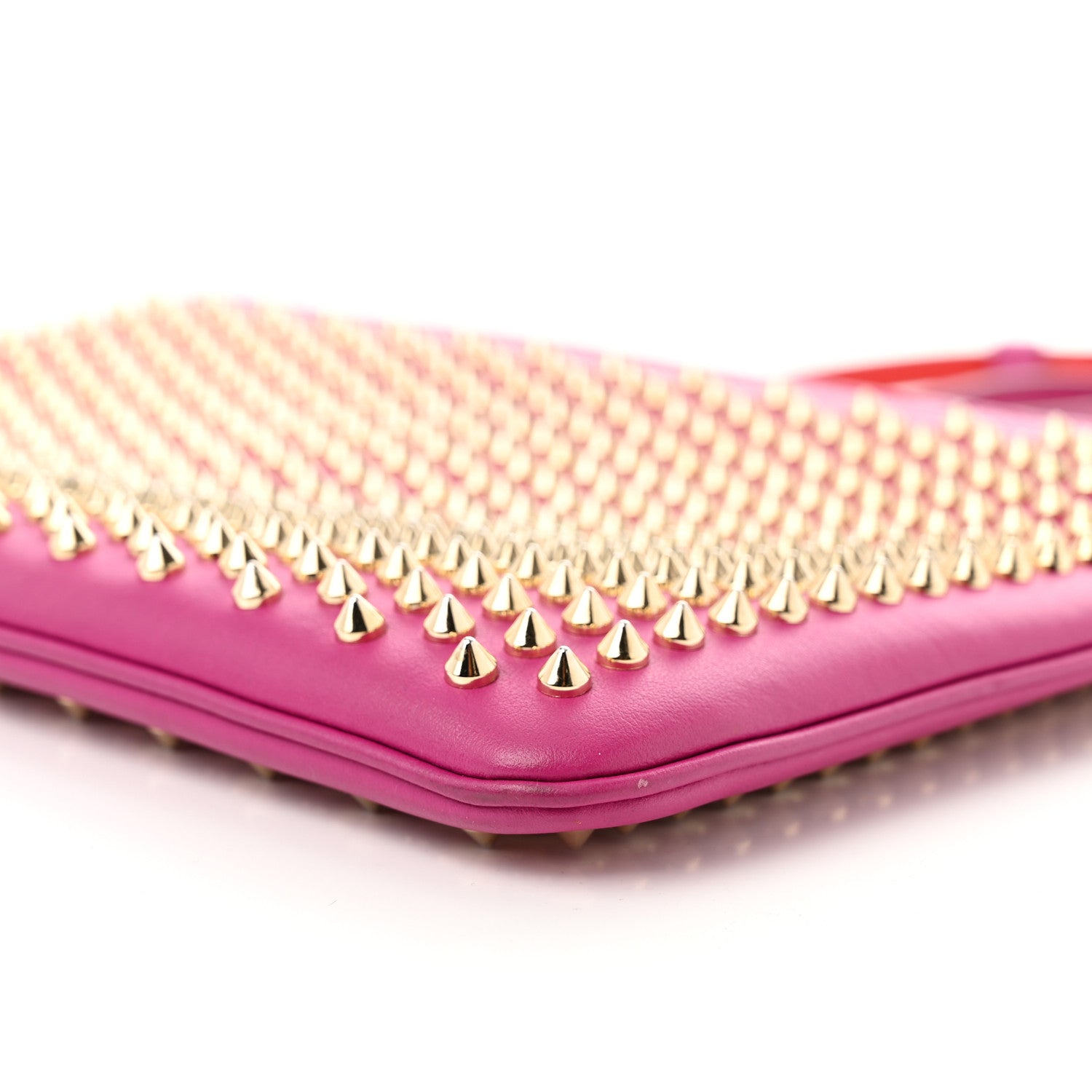 Christian Louboutin Calfskin Studded Loubiposh Chain Clutch Rose Indien Gold 9 of 9