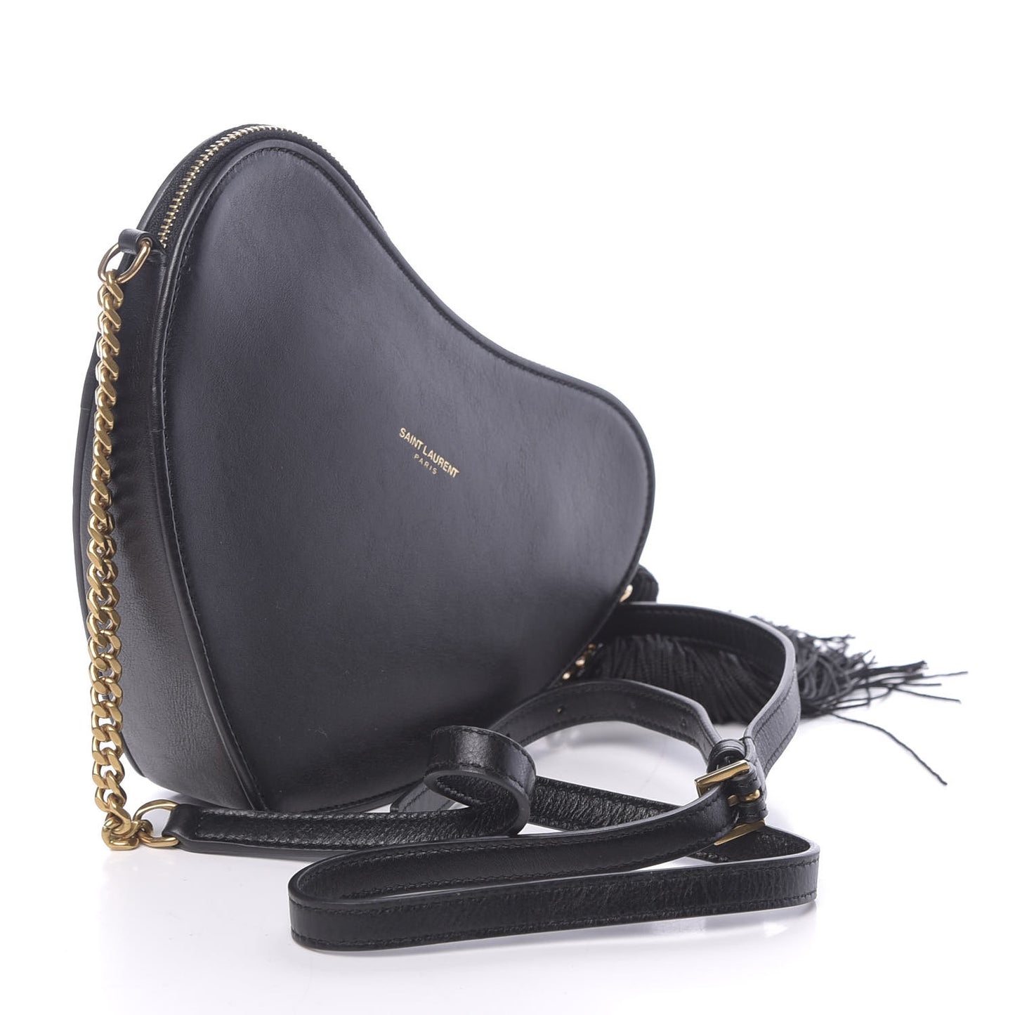 Calfskin Rock Star Patchwork Monogram Heart Shoulder Bag Black