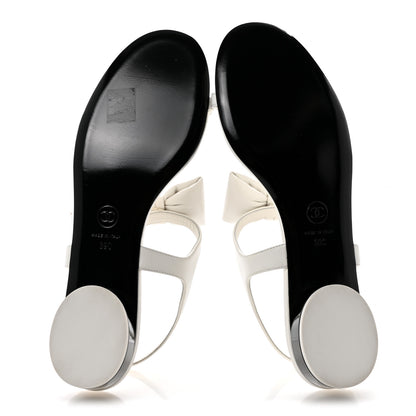Chanel Lambskin CC Bow Sandals 39 White Black 6 of 10