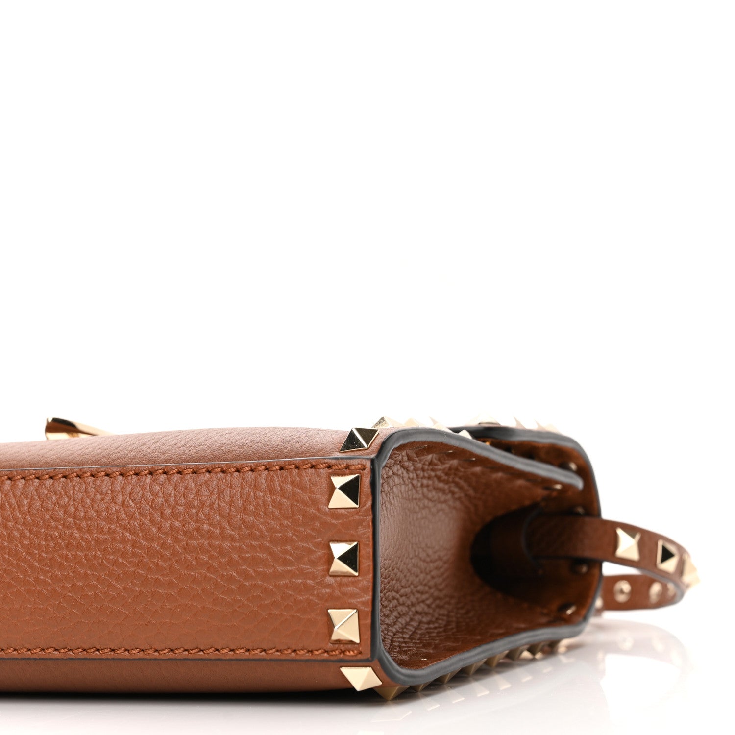 Valentino Garavani Pebbled Calfskin Medium Rockstud Flip Lock Crossbody Bag Bright Cognac 8 of 8