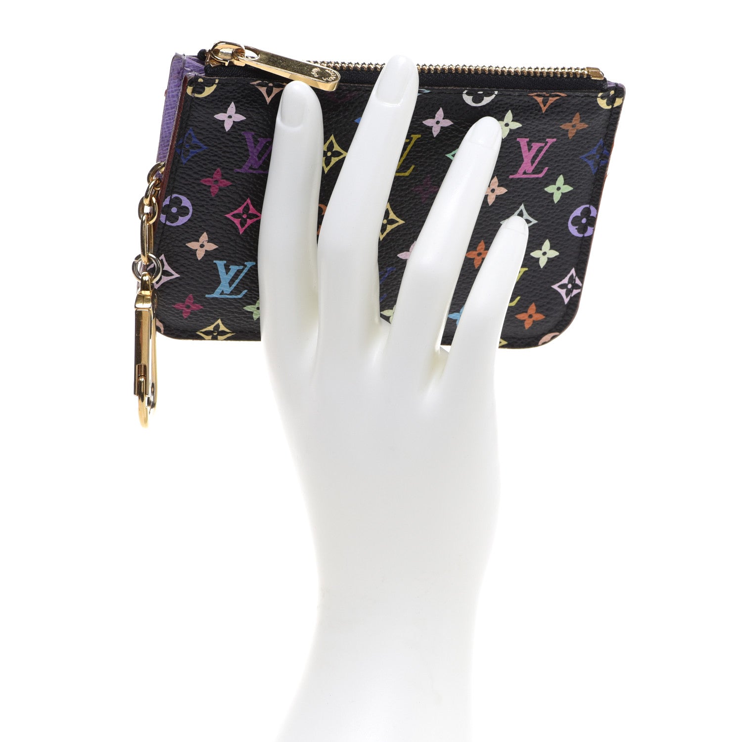 Louis Vuitton Monogram Multicolor Key Pouch Black Violet 2 of 8