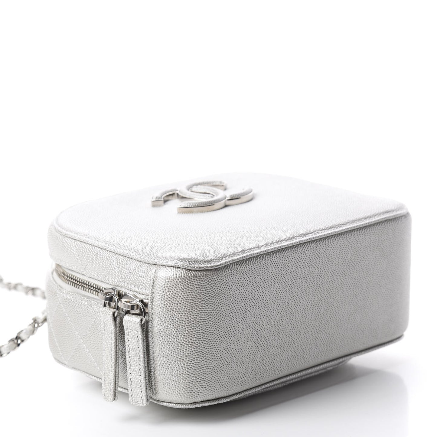 Metallic Caviar Small Coco Curve Vanity Bag Silver