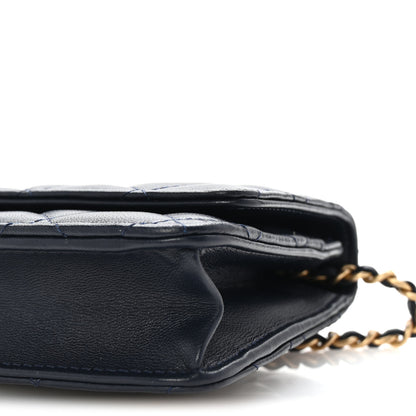 Chanel Lambskin Quilted Pearl Crush Wallet on Chain WOC Navy 11 of 11