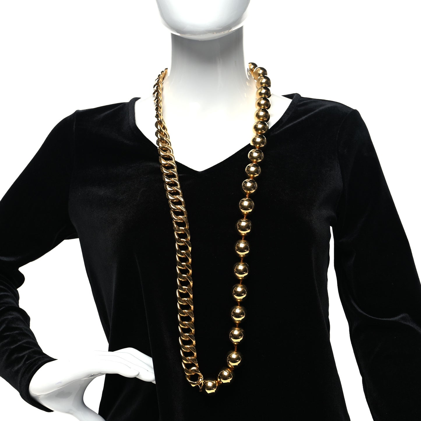 Metal Bead Chain Necklace Gold