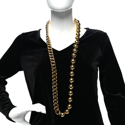 Chanel Metal Bead Chain Necklace Gold 2 of 4