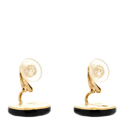 Chanel Enamel CC Clip On Earrings Black White 3 of 4