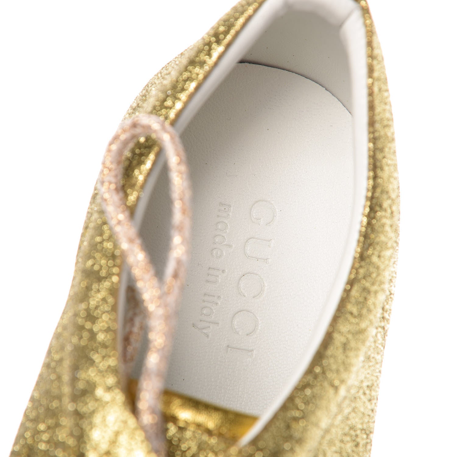 Gucci Metallic Calfskin Studded Mens Bambi Web GG Sneakers 11 Gold 7 of 8