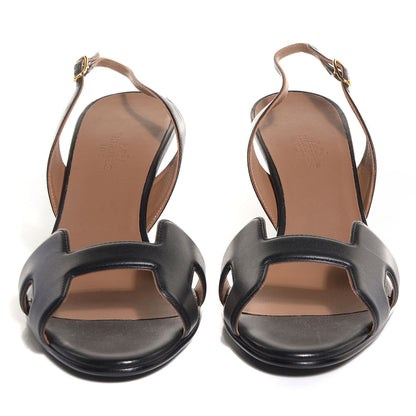 Hermes Nappa Leather Night 70 Slingback Heels 40 Black 2 of 6