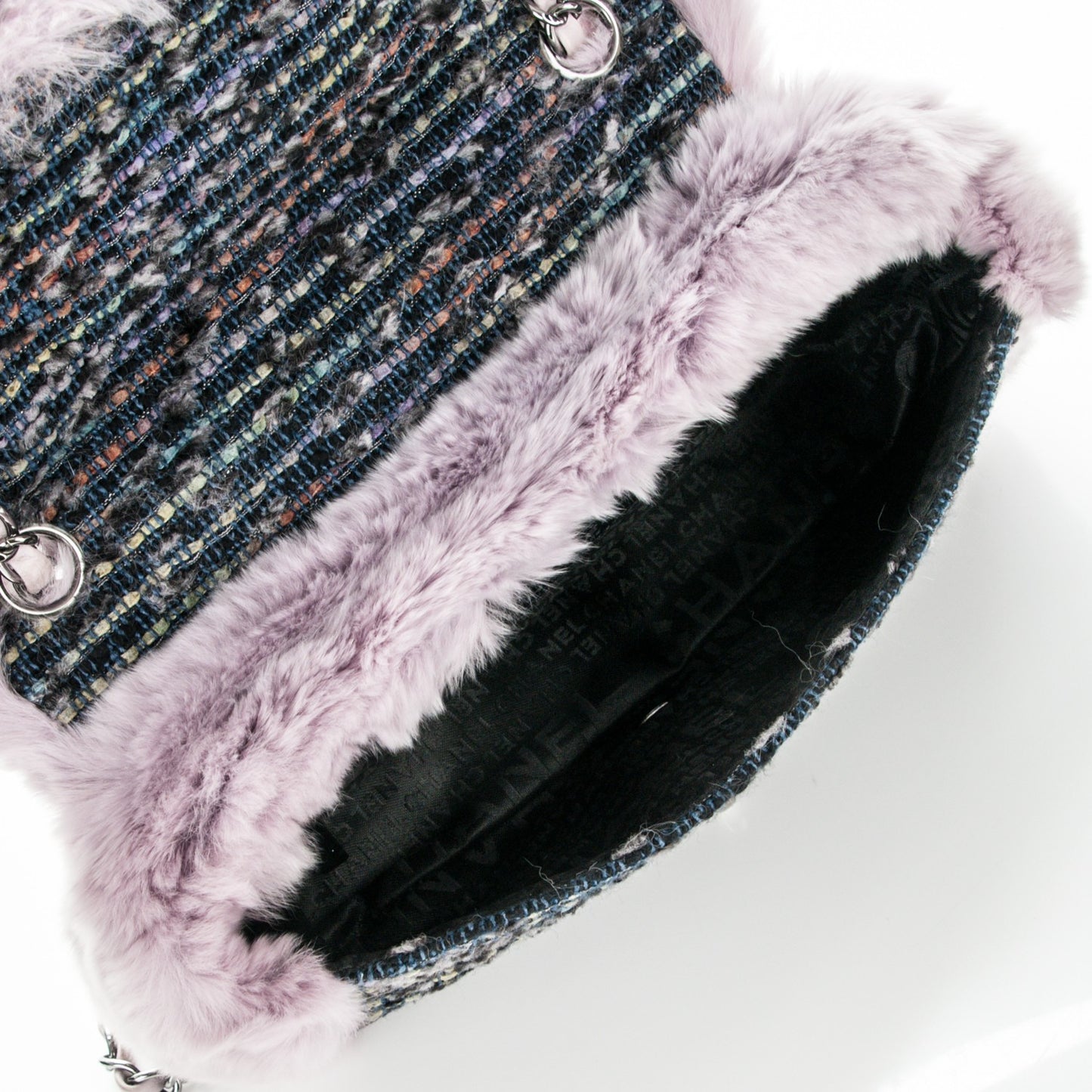 Rabbit Fur Tweed Lizard Small Fantasy Flap Lilac