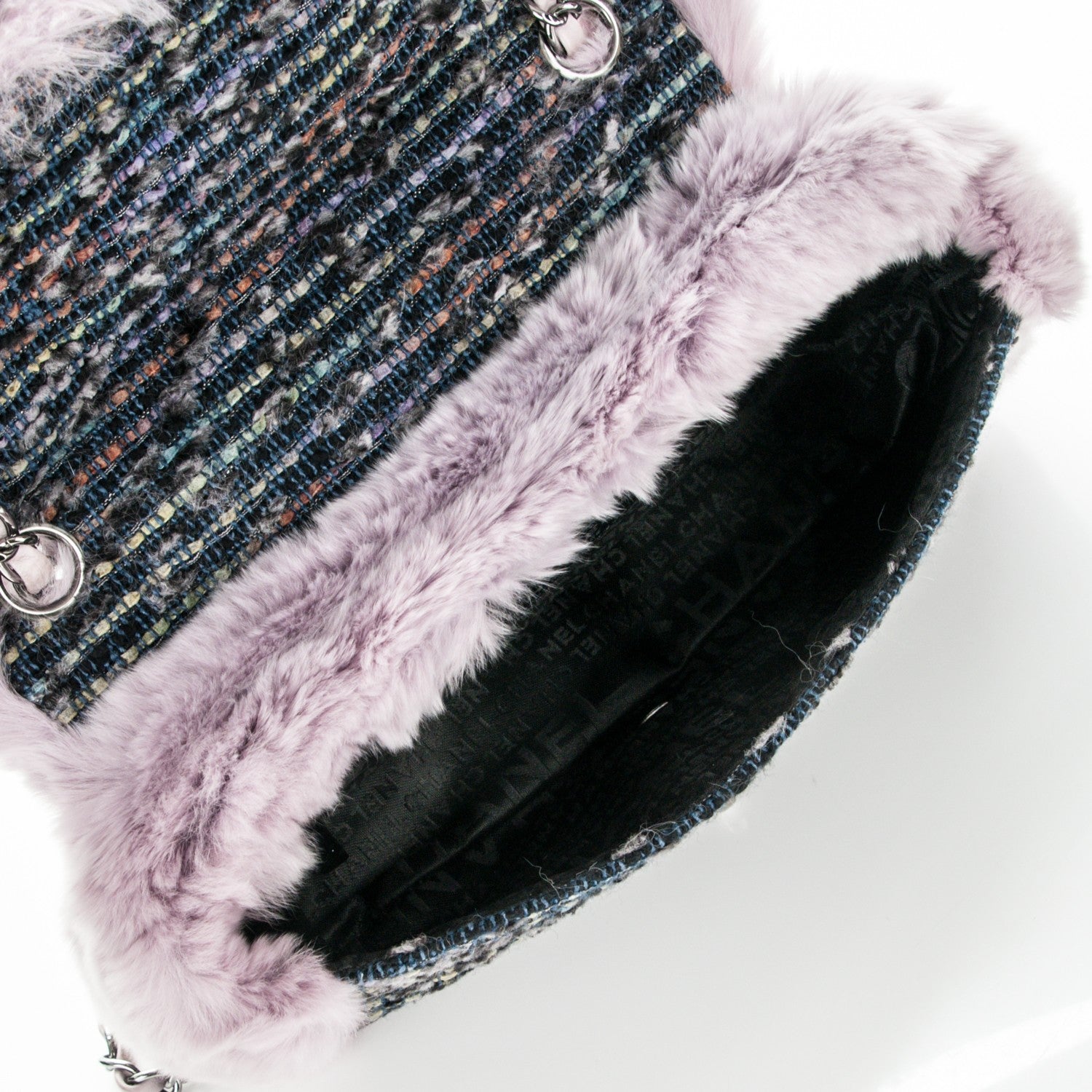 Chanel Rabbit Fur Tweed Lizard Small Fantasy Flap Lilac 5 of 7