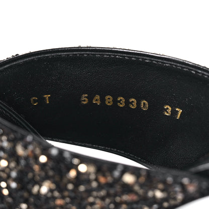 Saint Laurent Glitter LouLou 70 Mule Sandals 37 Black Gold 8 of 9