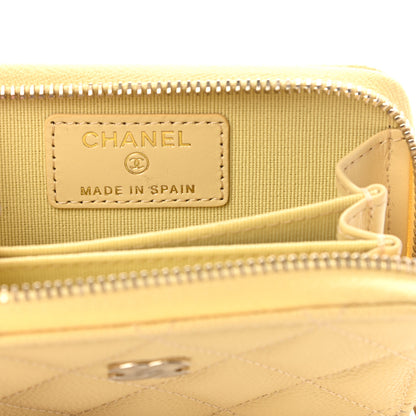 Chanel Caviar Quilted Zip Coin Purse Yellow 6 of 8