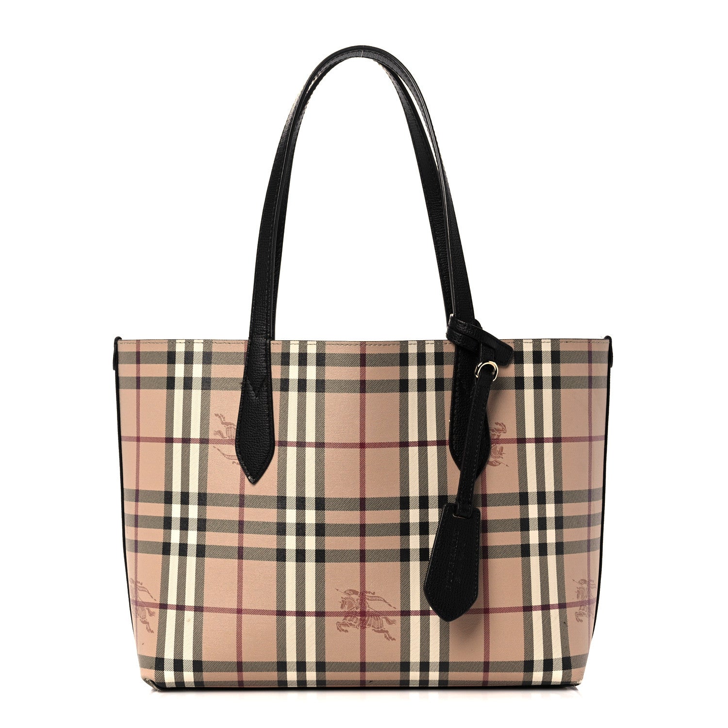 Burberry Grainy Calfskin Haymarket Check Small Reversible Tote Black 1 of 20