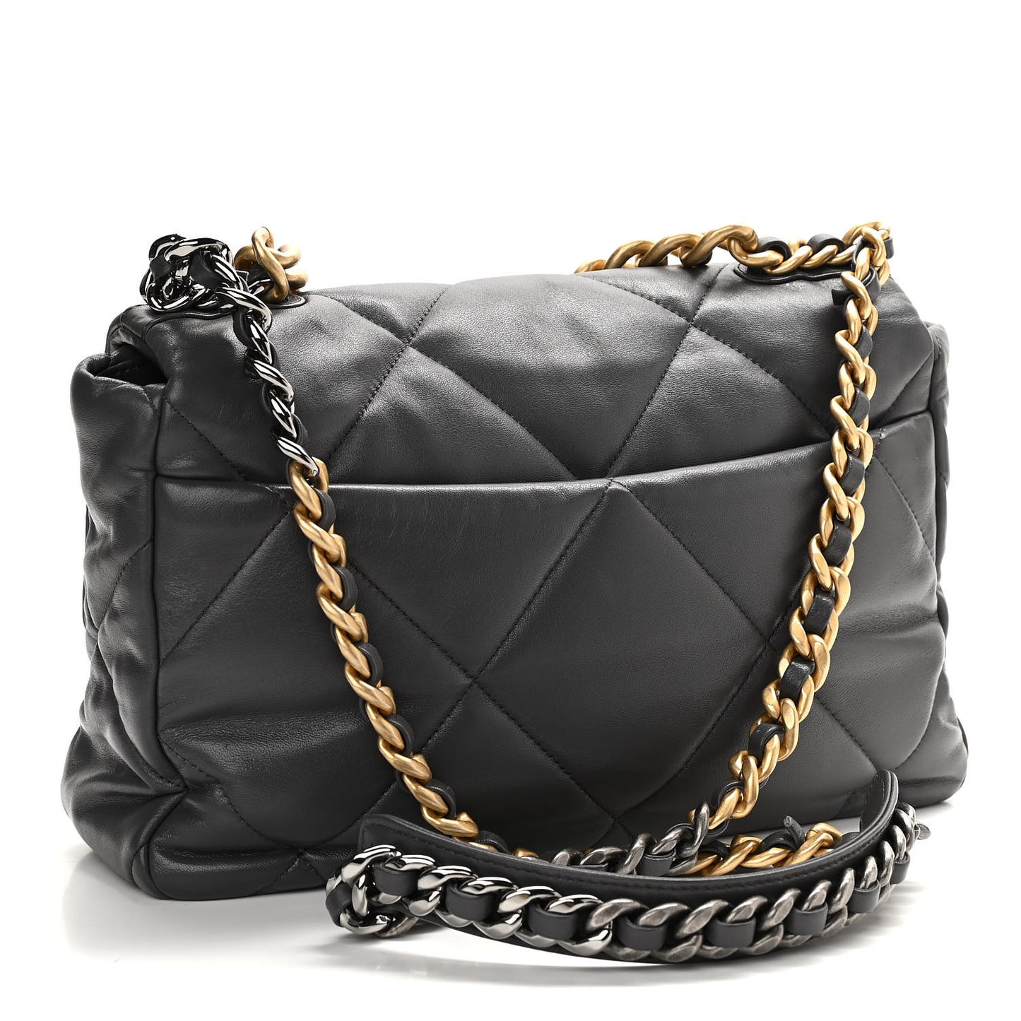 Lambskin Quilted Large Chanel 19 Flap Dark Grey