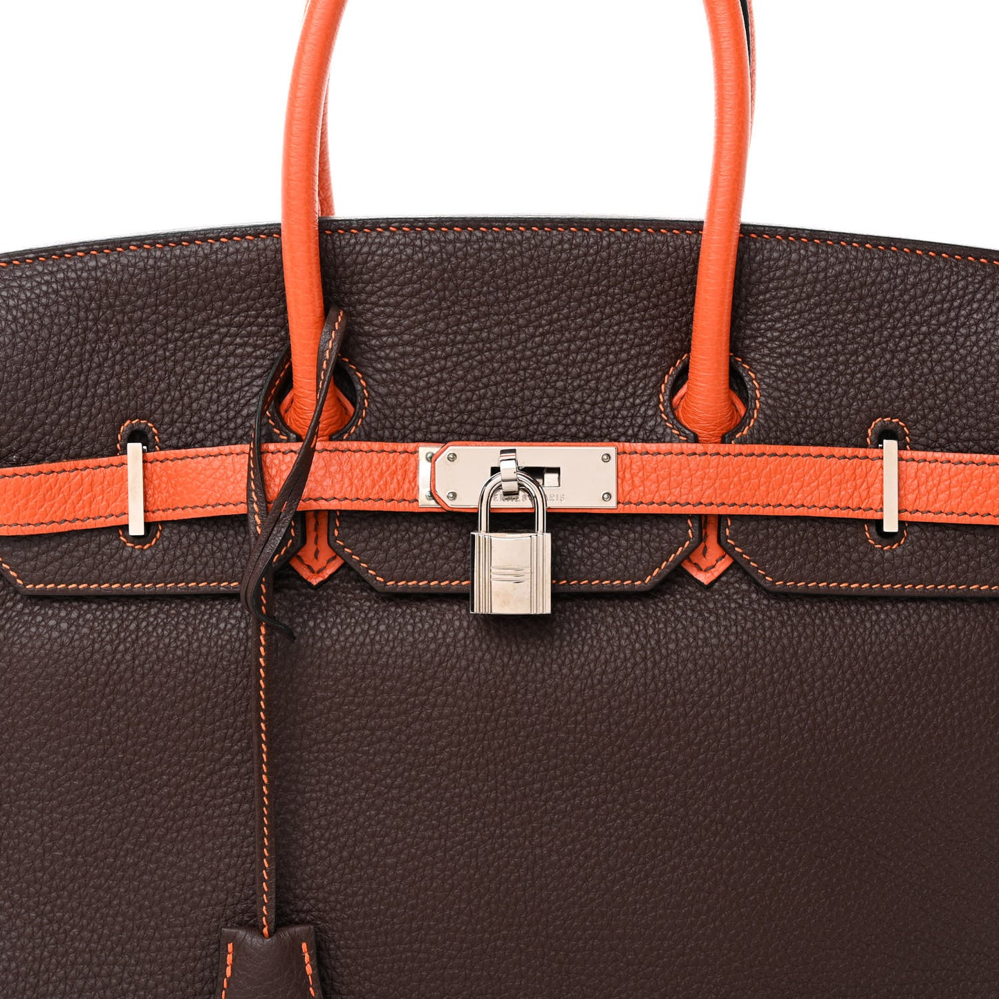 Togo Bi Color Horseshoe Birkin 35 Chocolate Orange