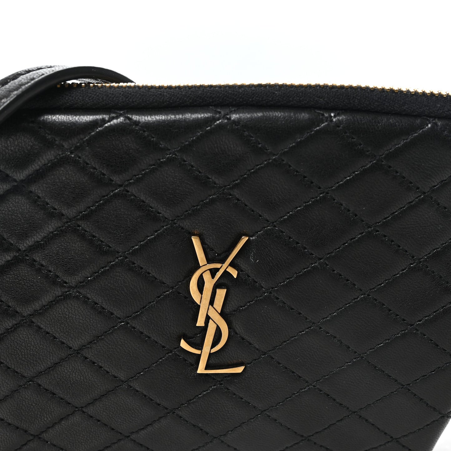 Lambskin Quilted Gaby Zipped Pouch Black