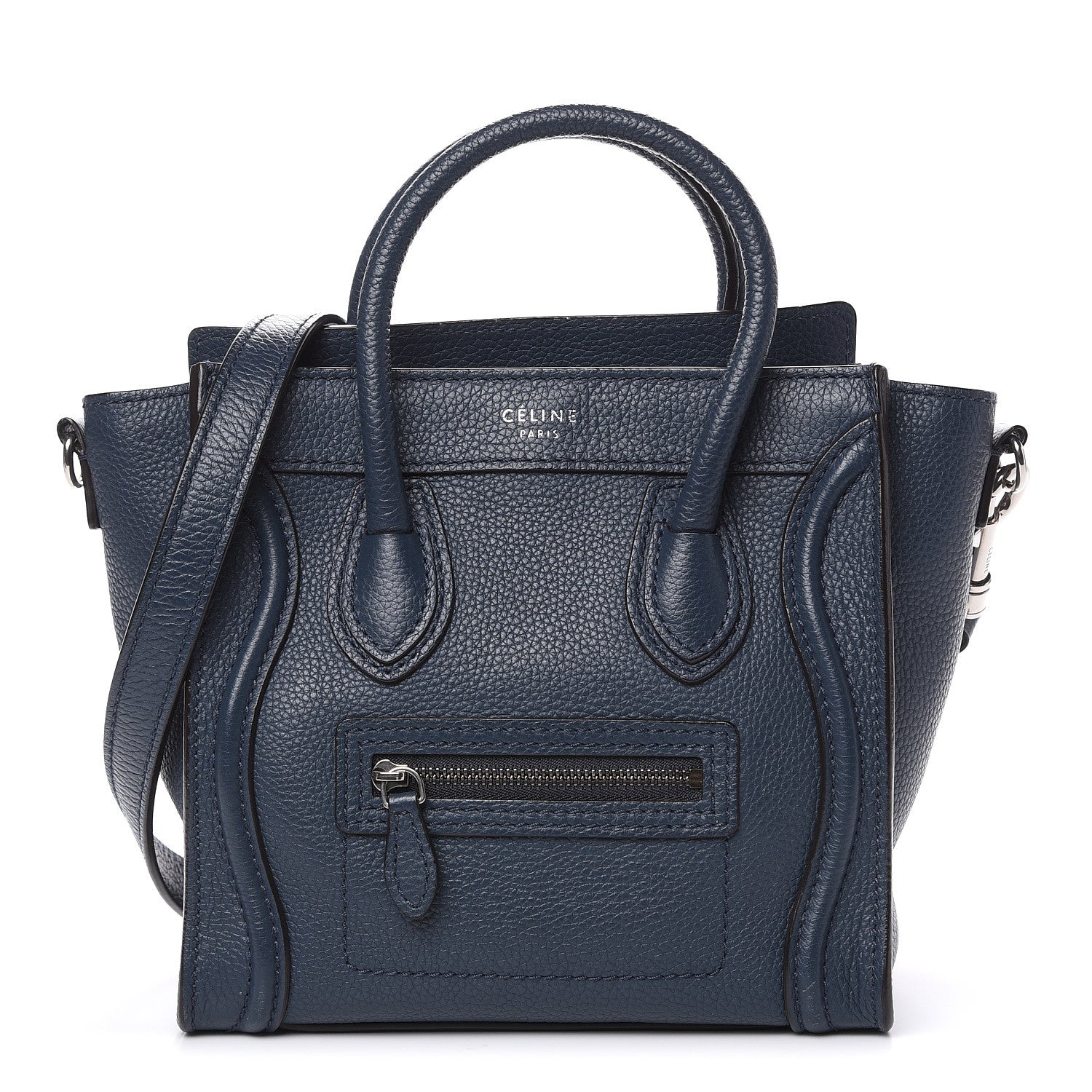 Celine Drummed Calfskin Nano Luggage Orage 1 of 11