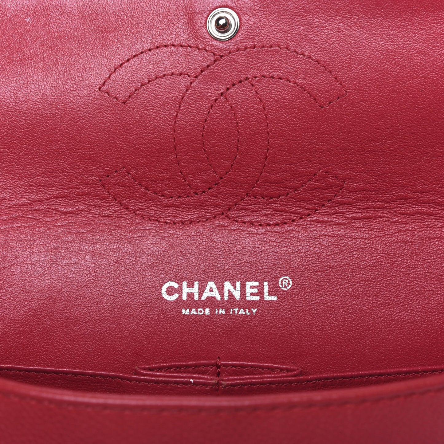 Washed Caviar Quilted Medium Double Flap Red