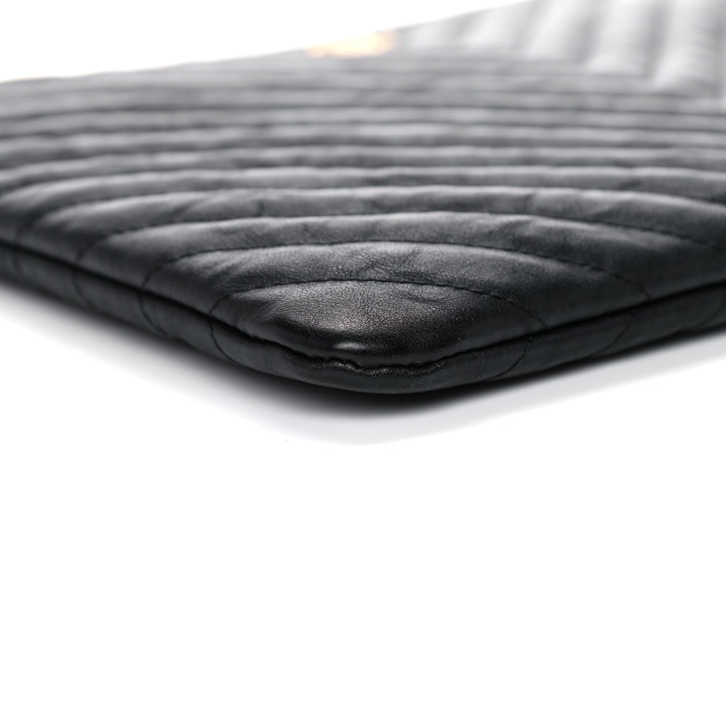 Aged Calfskin Chevron Quilted Medium Cosmetic Case Black