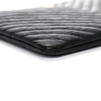 Chanel Aged Calfskin Chevron Quilted Medium Cosmetic Case Black 8 of 13