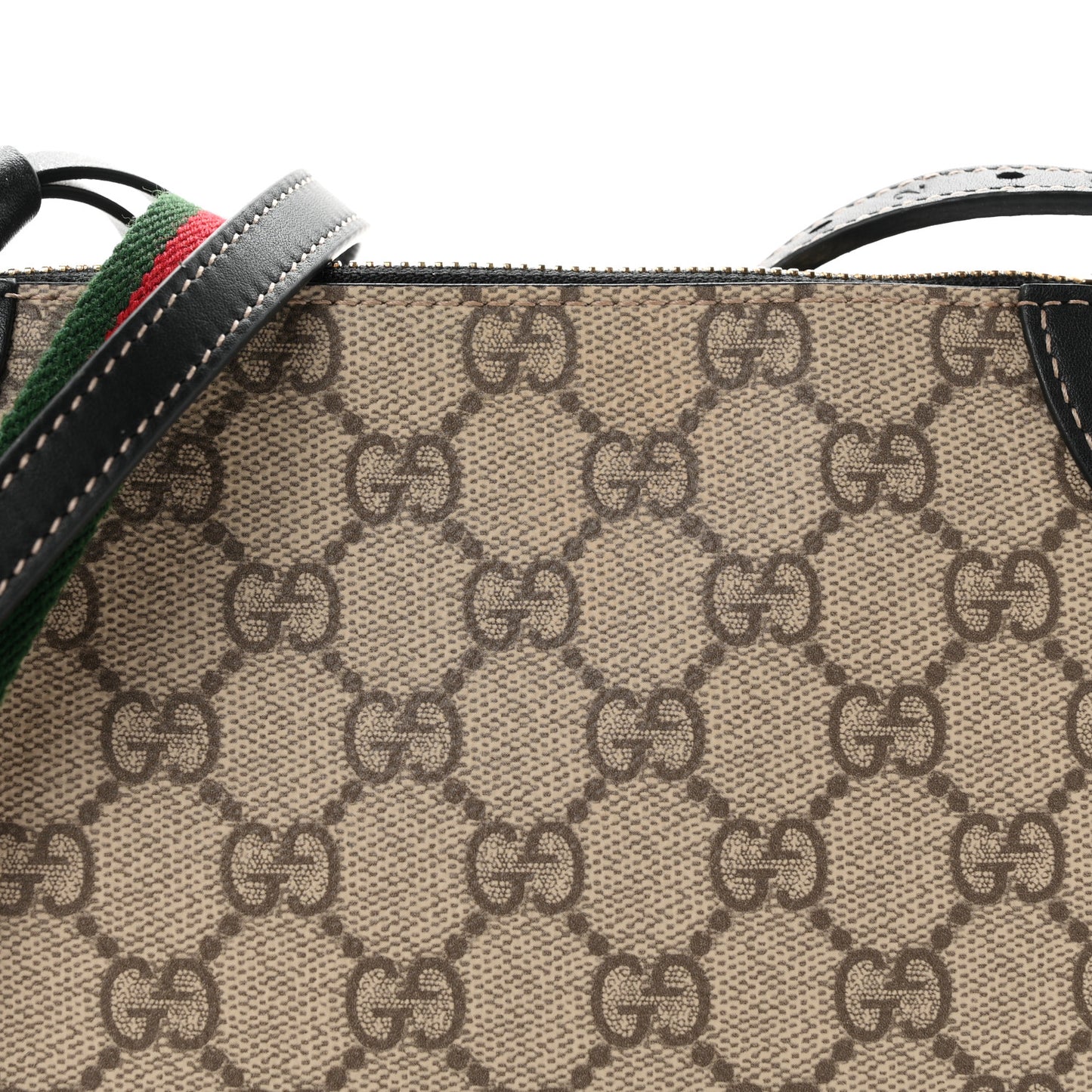 GG Supreme Monogram Textured Calfskin Small Emblem Shoulder Bag Beige Black
