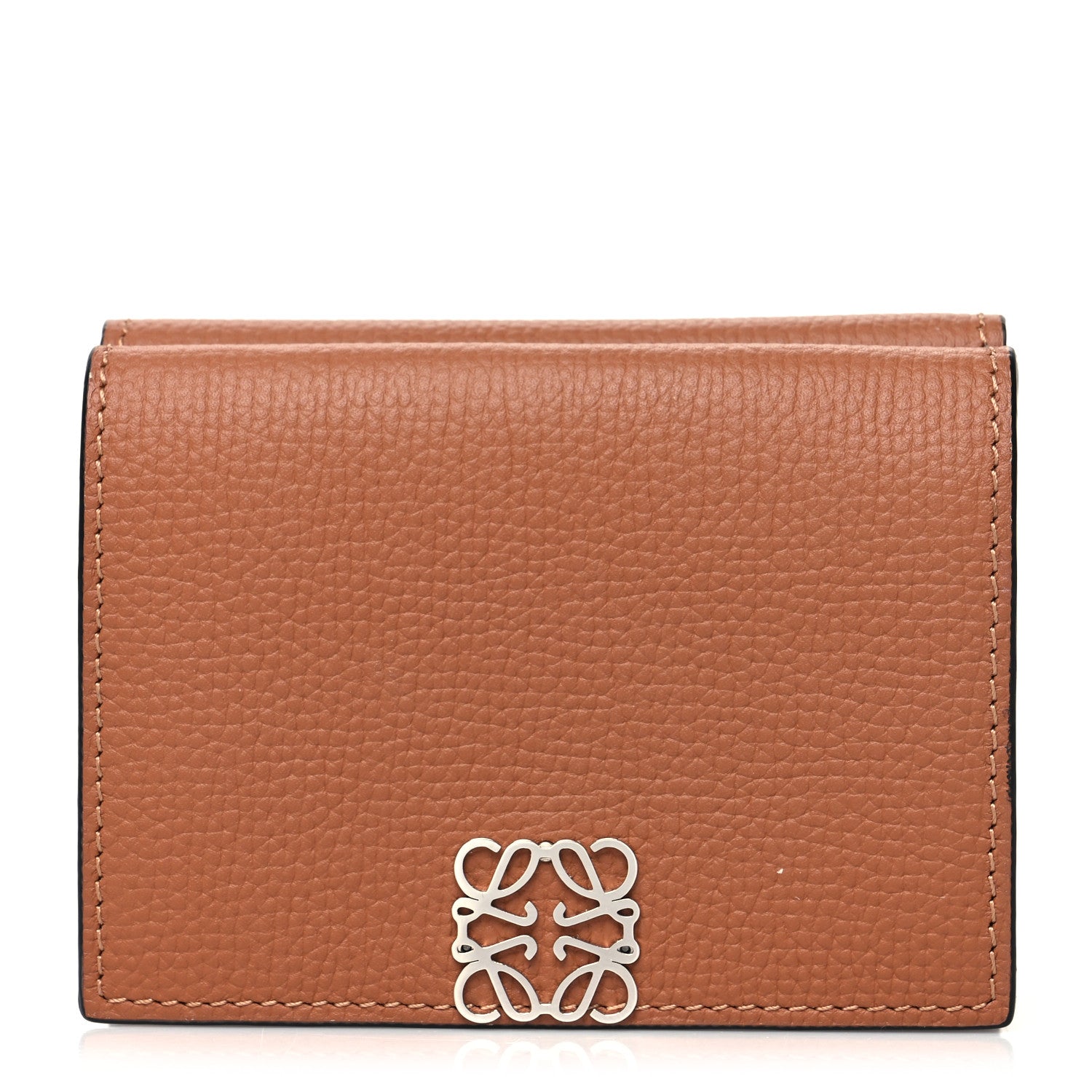Loewe Grained Calfskin Anagram Trifold Wallet Tan 1 of 11