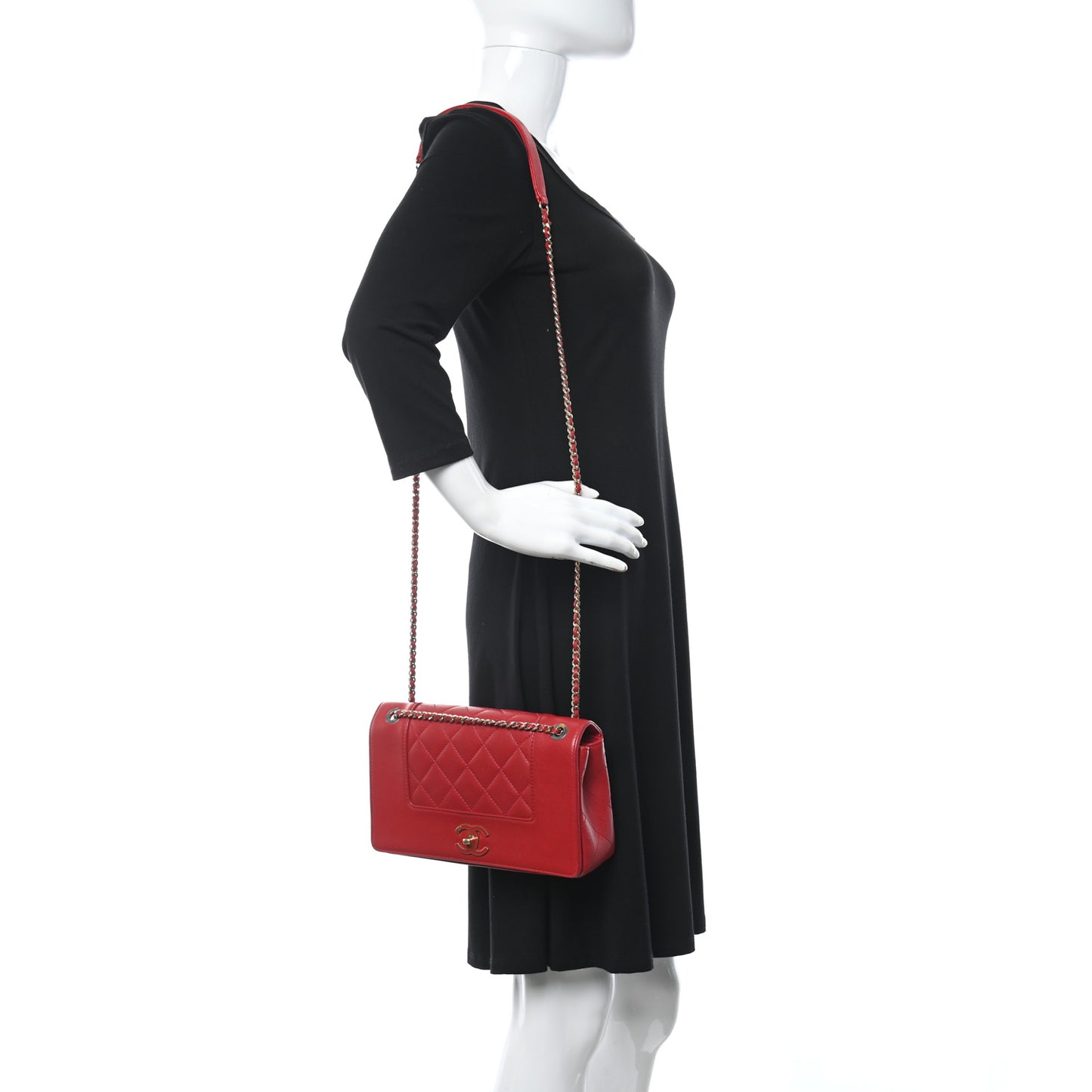 Sheepskin Quilted Medium Vintage Mademoiselle Flap Red