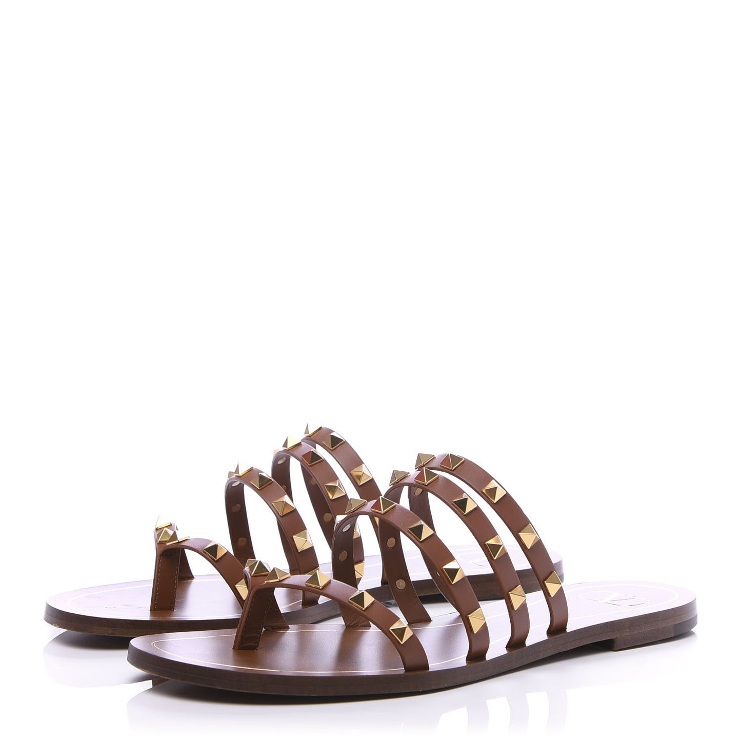 Calfskin Rockstud Flair Flat Thong Sandals 40 Selleria