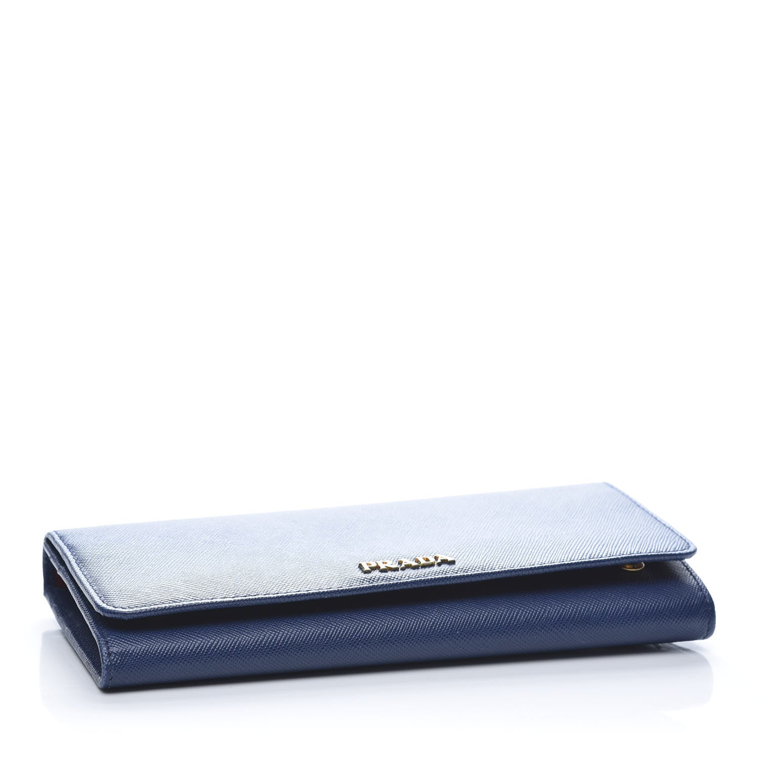 Prada Saffiano Metal Continental Flap Wallet Bluette 4 of 9