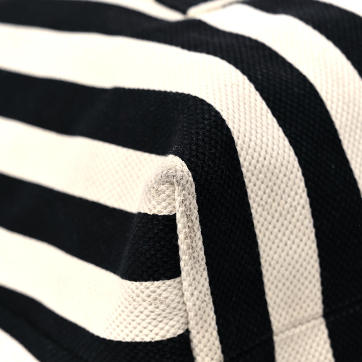 Cotton Canvas Stripe Logo Mens Tote White Black