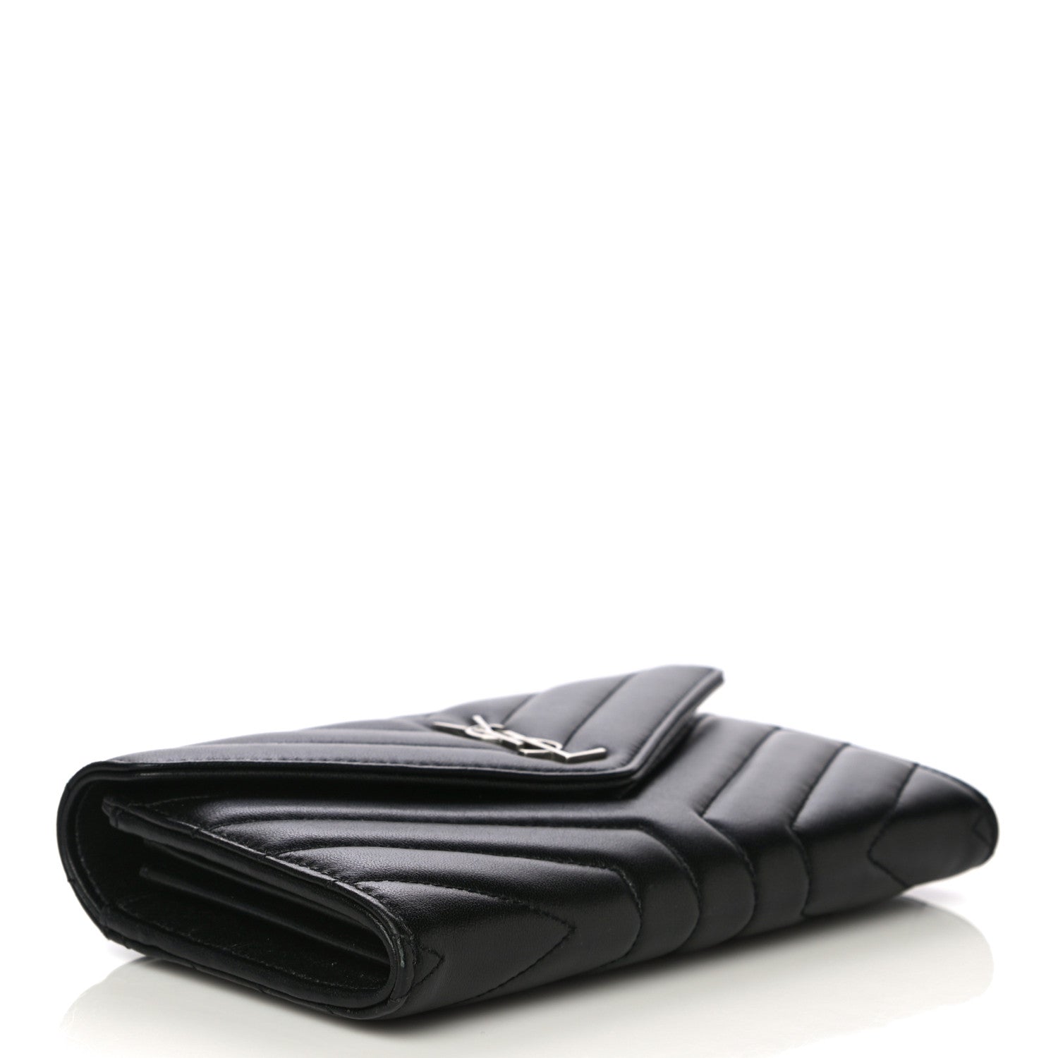 Saint Laurent Lambskin Y Quilted Monogram Large Loulou Flap Wallet Black 4 of 11