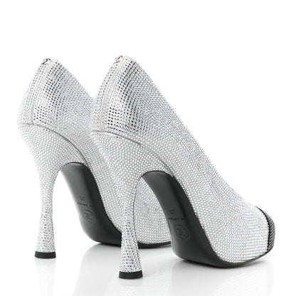 Chanel Strass Cap Toe Pumps 38 Silver Black 4 of 8