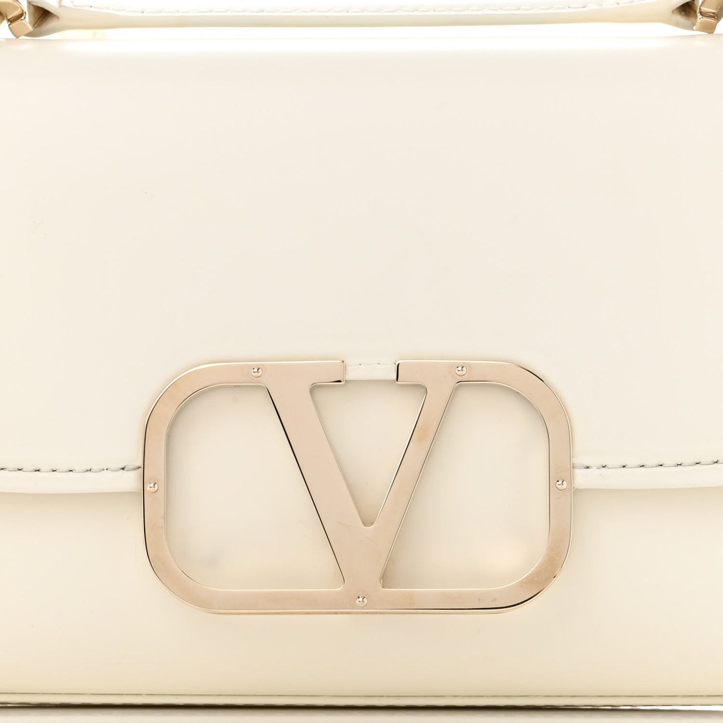 Smooth Calfskin Small VLogo Shoulder Bag White