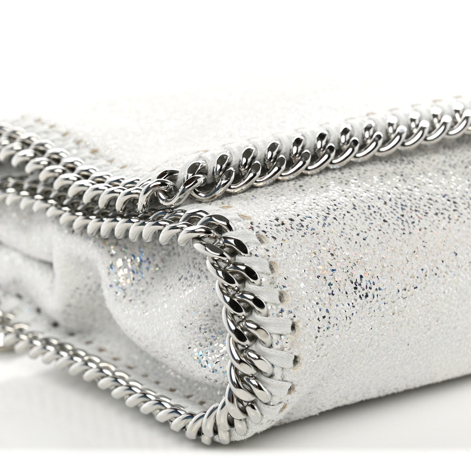 Stella McCartney Chamois Shiny Dotted Nappa Falabella Clutch with Chain Bag White 9 of 10