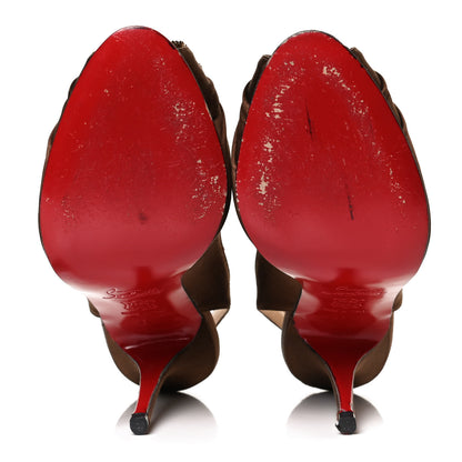 Christian Louboutin Satin Fiorellino Peep Toe Slingback 38 Brown 6 of 10