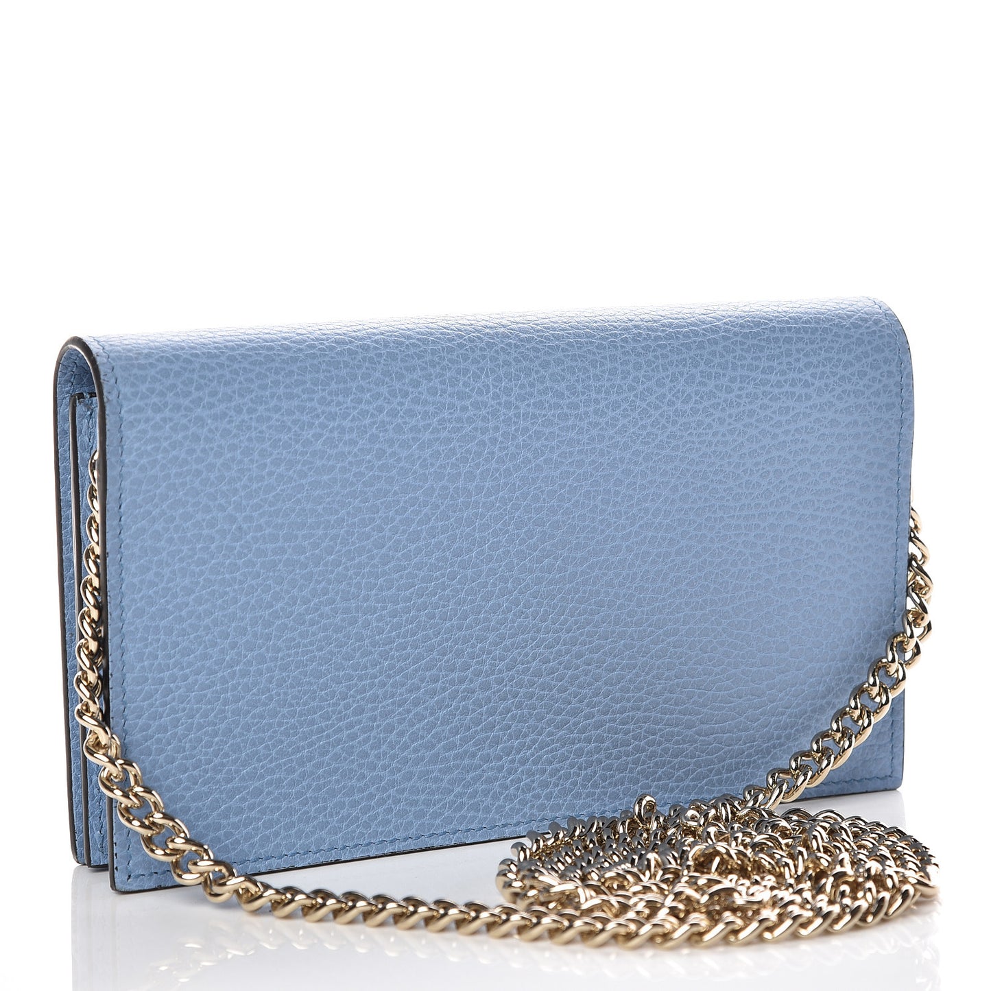 Dollar Calfskin Medium Betty Chain Wallet Mineral Blue