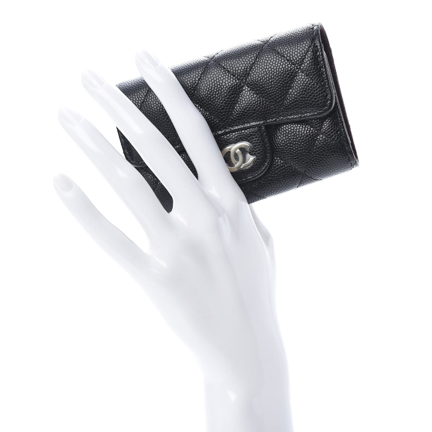 Caviar Quilted Classic 4 Key Holder Wallet Black