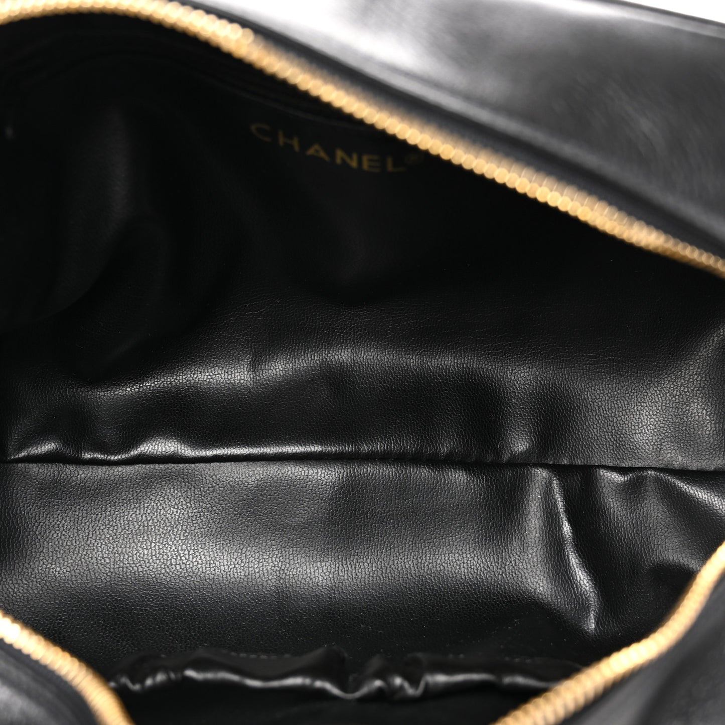 Lambskin Diamond Stitch Cosmetic Case Black