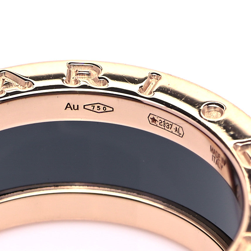 Bulgari 18K Rose Gold Black Ceramic B.Zero1 Two-Band Ring 50 5.25 5 of 7