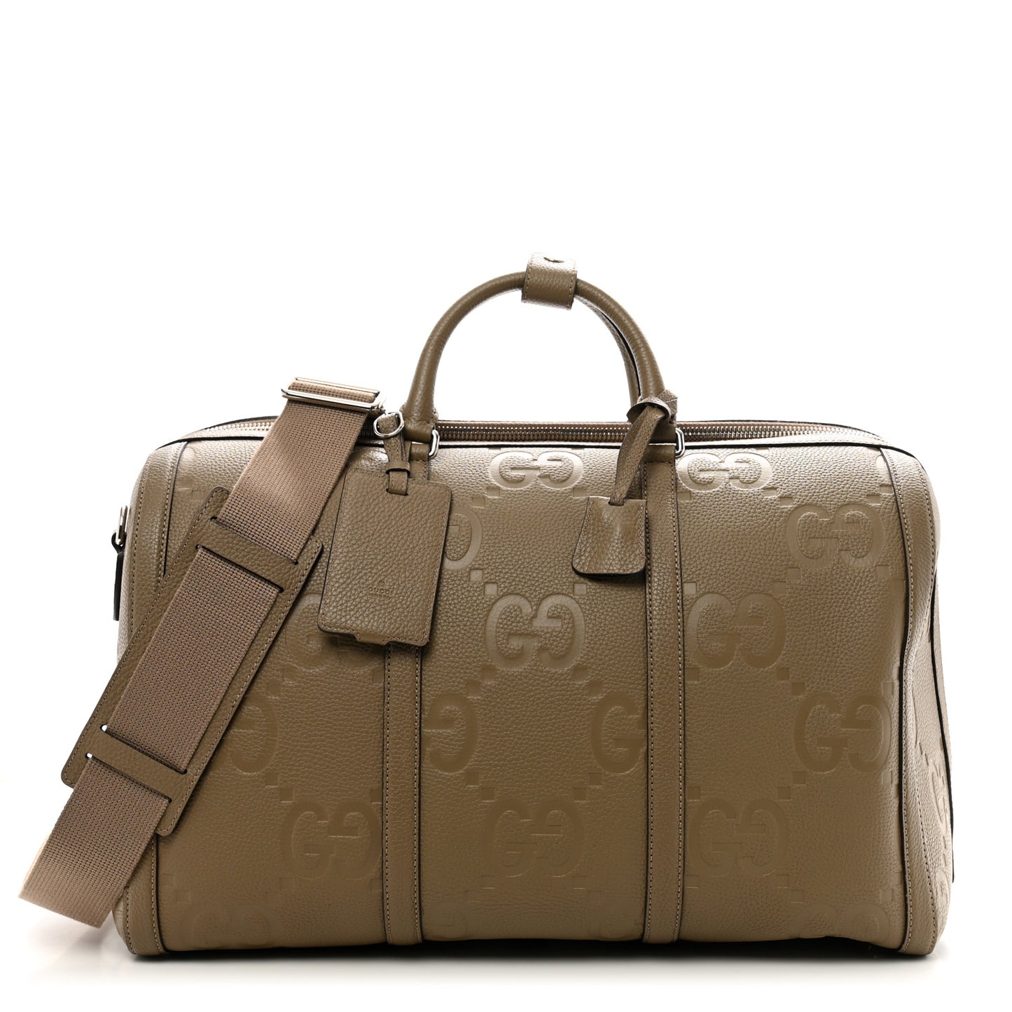 Piuma Calfskin Jumbo GG Embossed Large Duffle Bag Good Taupe