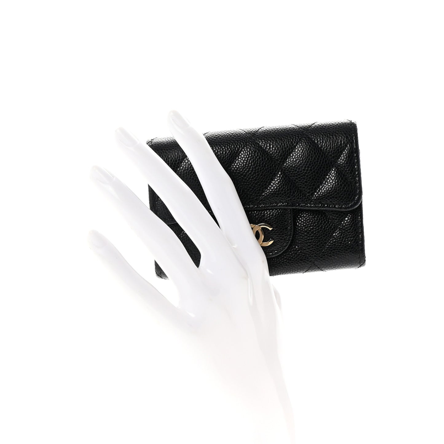 Caviar Quilted Classic 4 Key Holder Wallet Black